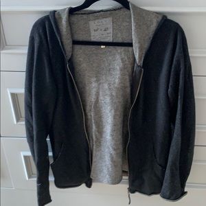 Black cashmere zip-up hoodie
